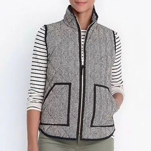 J Crew Factory black/cream herringbone puffer vest